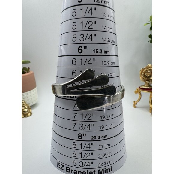 Vintage Bracelet Taxco Mexico Sterling Cuff Modernist Hinged Wide Streaks IN-02 - Picture 6 of 11